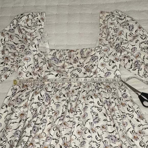 Free People Corduroy Baby Doll Mini Dress Women's S | Cream Floral | EUC - Picture 13 of 15